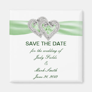 Custom Lime Hearts Save The Date Magnet