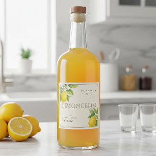 Custom Limoncello Label with Watercolor Lemons