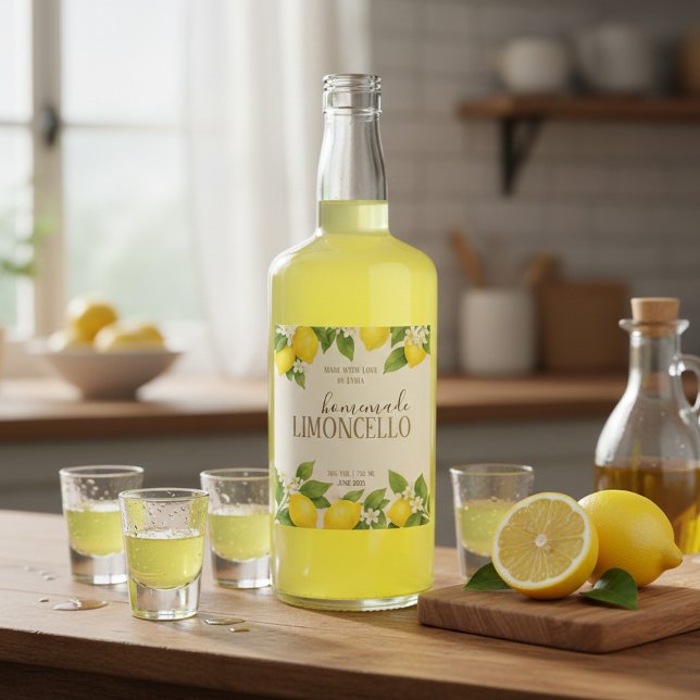 Custom Limoncello Label with Watercolor Lemons (Creator Uploaded)