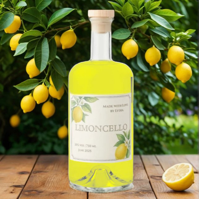 Custom Limoncello Label with Watercolor Lemons (Creator Uploaded)