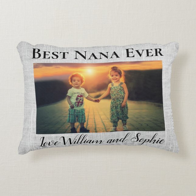 Custom Linen Best Nana Ever Photo  Decorative Cushion (Front)