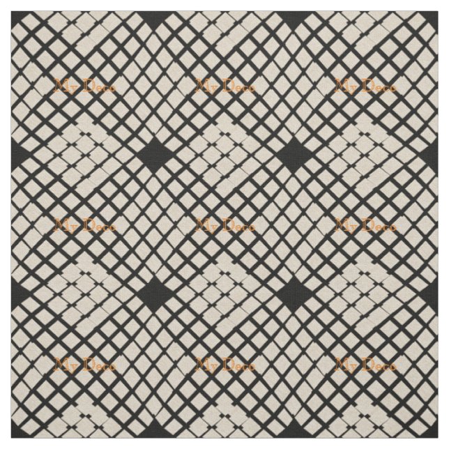 Custom Linen Black Abstract Checked Pattern Fabric (Swatch)