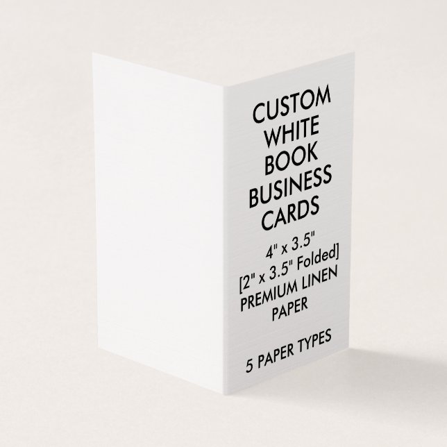 Custom LINEN Book Folded Business Cards 2" x 3.5" (Outside)