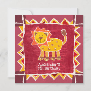 Custom Lion Collage Print Birthday Invitation