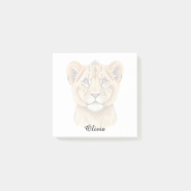 Custom Lion Cub Sticky Notes - Personalised (Front)