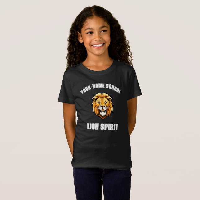 CUSTOM Lion Mascot | Yellow Gold - School College T-Shirt (Front Full)