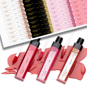 Custom Lip Balm With Gold Glitter Drip Labels