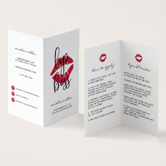 Custom Lip Product Distributor Tips & Tricks Business Card (Inside and Outside)