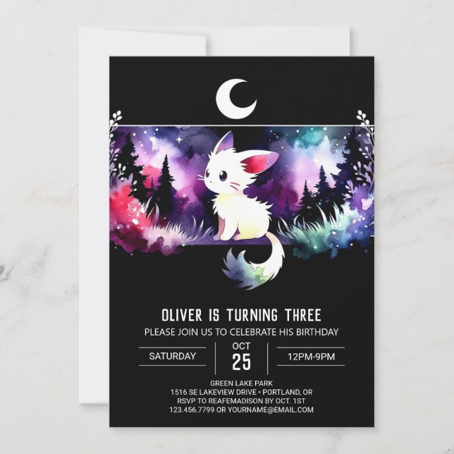 Custom Little Cat Birthday Invitation (Front)