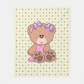 Custom Little Girl Bear Fleece Blanket