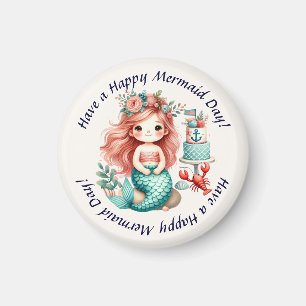 Custom Little Girls Mermaid Birthday Party Favor Magnet