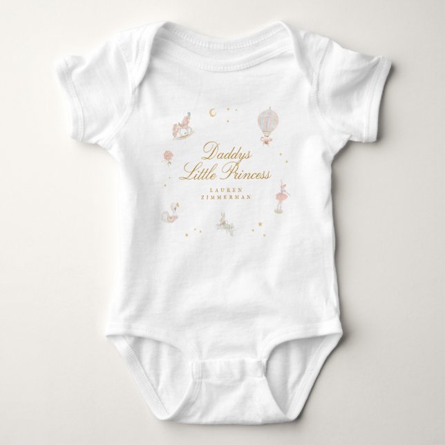Custom Little Princess Cute Pink Girl Fairytale Baby Bodysuit (Front)
