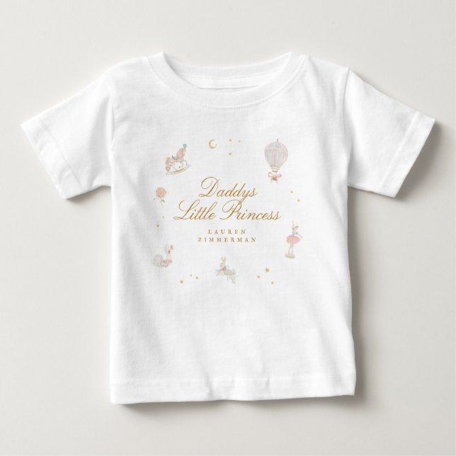 Custom Little Princess Cute Pink Girl Fairytale Baby T-Shirt (Front)