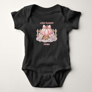 Custom Little Pumpkin Pinkoween Baby Watercolor Bodysuit