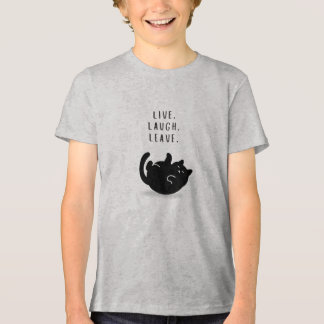 Custom Live Laugh Leave Funny Cat Boys’ Tri-Blend Shirt