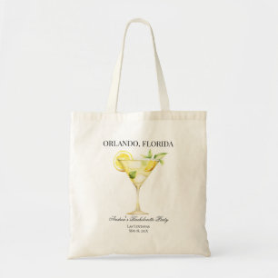 Custom Location Lemon Cocktail Wedding Party Tote Bag