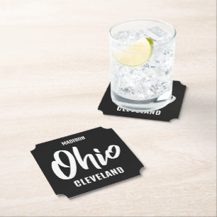 Custom Location, Name & Color Ohio Paper Coaster