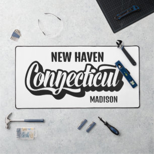 Custom Location & Name Connecticut Desk Mat
