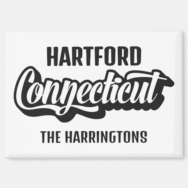 Custom Location & Name Connecticut Magnet (Front)