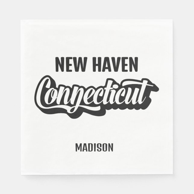 Custom Location & Name Connecticut Napkin (Front)
