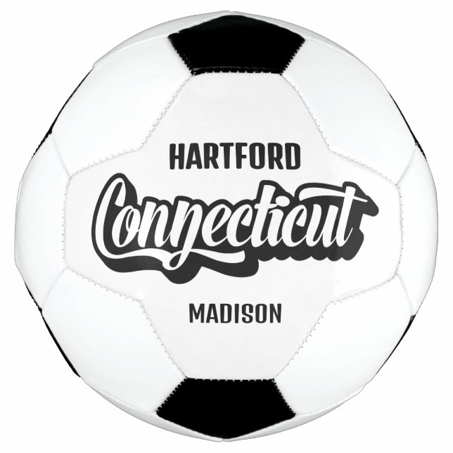 Custom Location & Name Connecticut Soccer Ball (Front)