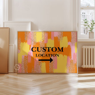 Custom Location Sign College Dorm Decor Yellow