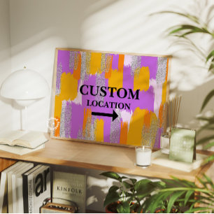Custom Location Sign Preppy Dorm Decor Purple/Yell
