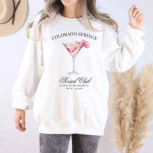 Custom Location Social Club Pink Bachelorette Sweatshirt