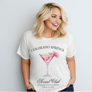 Custom Location Social Club Pink Bachelorette T-Shirt