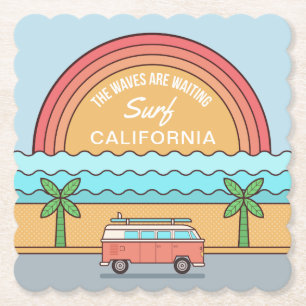 Custom Location Surfer paper coasters