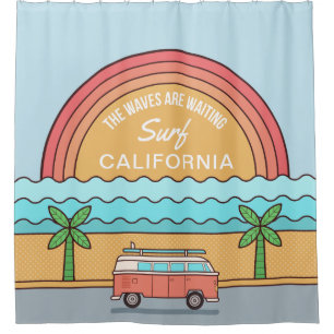 Custom Location Surfer shower curtain