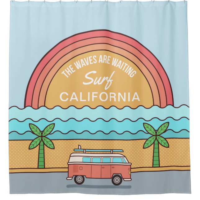 Custom Location Surfer shower curtain (Front)