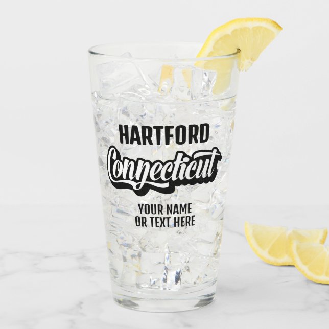 Custom Location & Text Connecticut Glass (Back Ice)