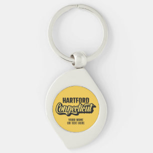 Custom Location & Text Connecticut Key Ring