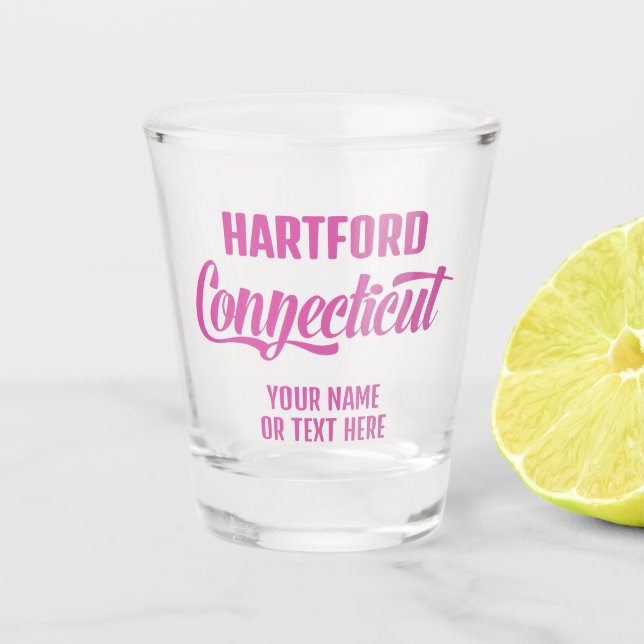 Custom Location & Text Connecticut Shot Glass (Front)