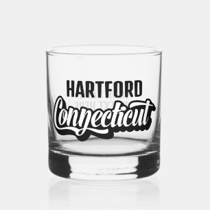 Custom Location & Text Connecticut Whiskey Glass