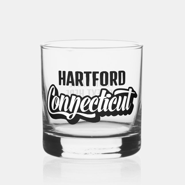 Custom Location & Text Connecticut Whiskey Glass (Front)