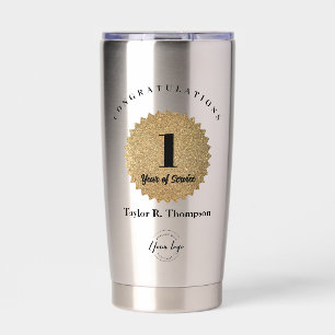 Custom logo 1st Year of Service Award Gold seal Insulated Tumbler