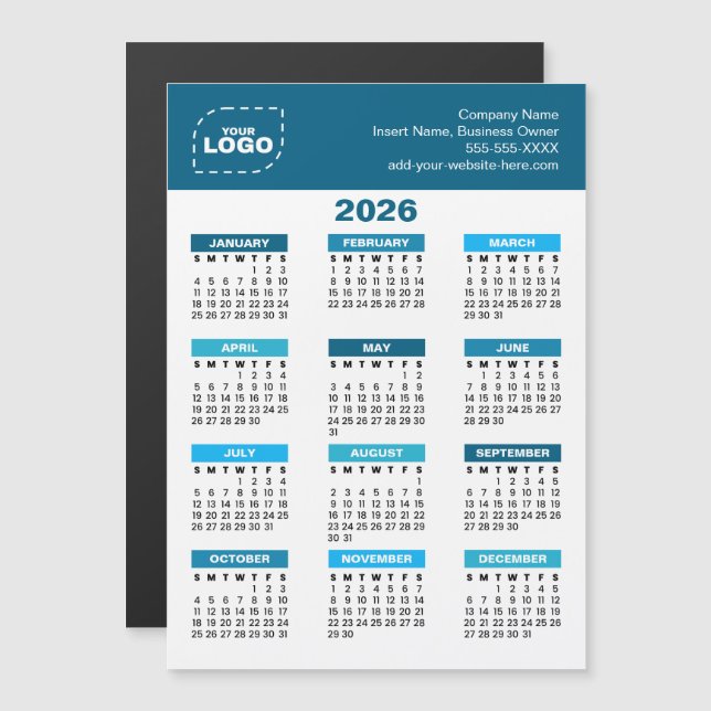 Custom Logo 2026 Calendar Business Magnet (Front/Back)