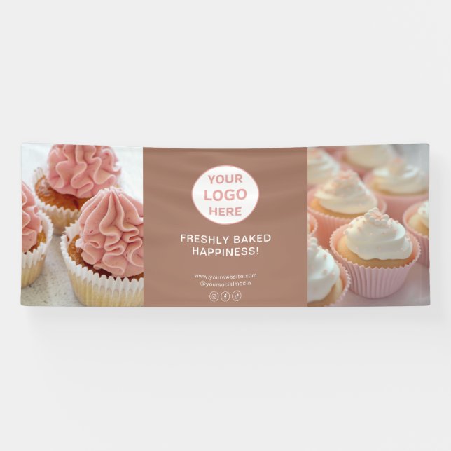 Custom Logo 2 Photos Bakery Business Banner (Horizontal)
