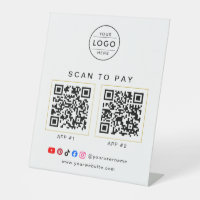 Custom Logo 2 QR Code Social Media Business Sign