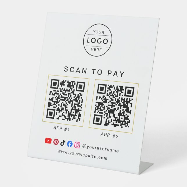 Custom Logo 2 QR Code Social Media Business Sign (Front)