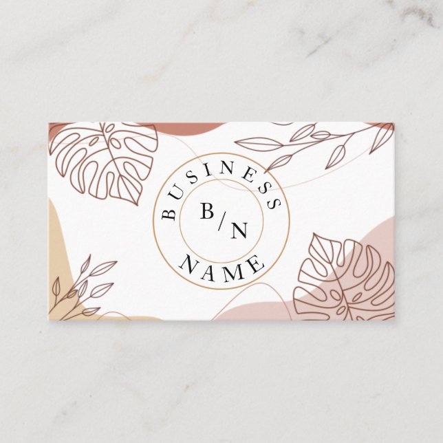 Custom Logo Abstract Minimal Boho Business Card (Front)