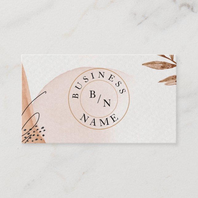 Custom Logo Abstract Minimal Boho Business Card (Front)
