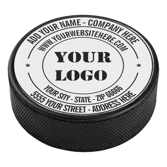 Custom Logo Address Name Website Text Hockey Puck (3/4)
