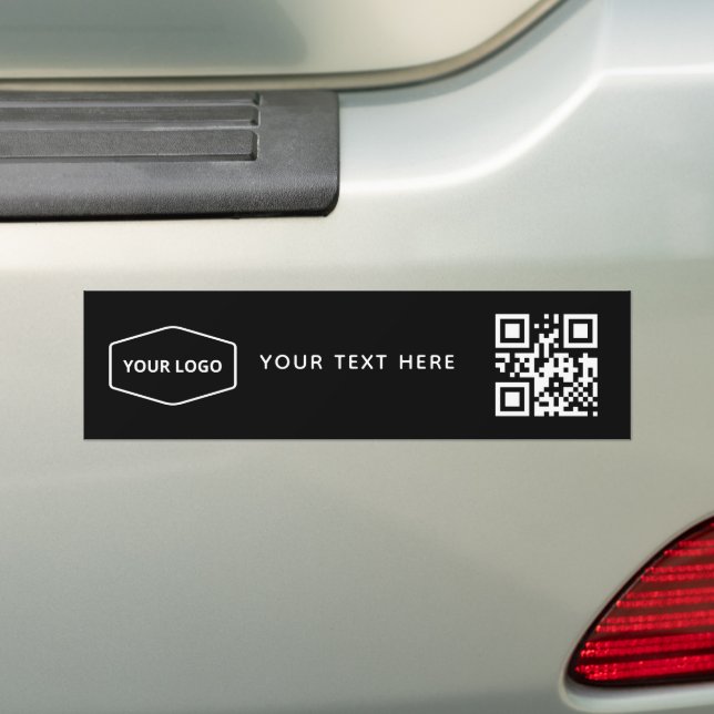 Custom Logo and Business QR Code Promotional Black Bumper Sticker (On Car)