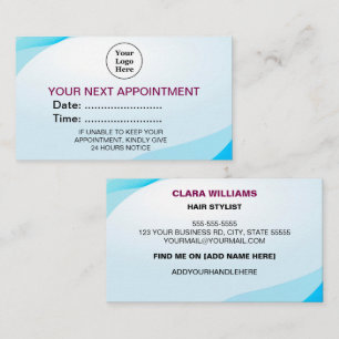 Custom logo and colour modern appointment card