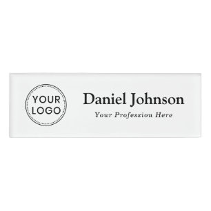 Custom logo and name template white professional tag
