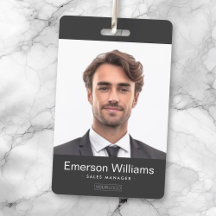 Custom logo and photo dark grey employee name id