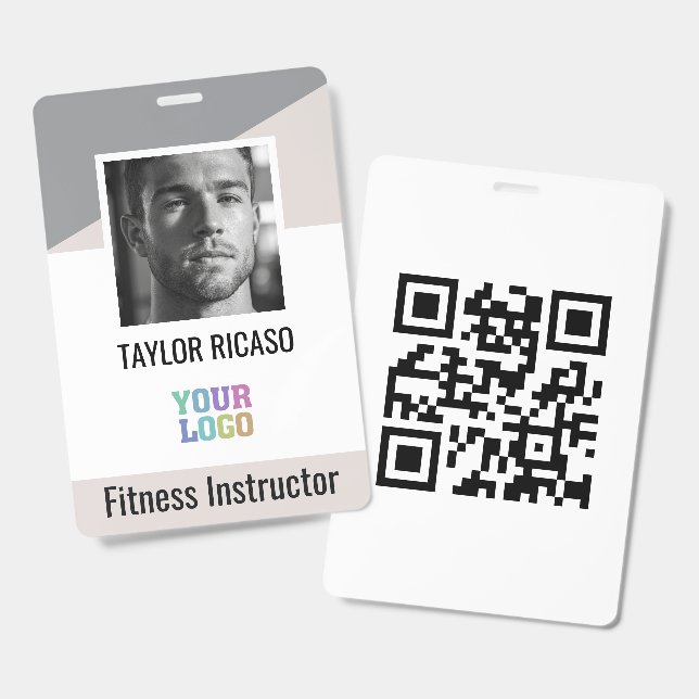 Custom Logo and QR Code Business Personalised ID Badge (Front & Back)